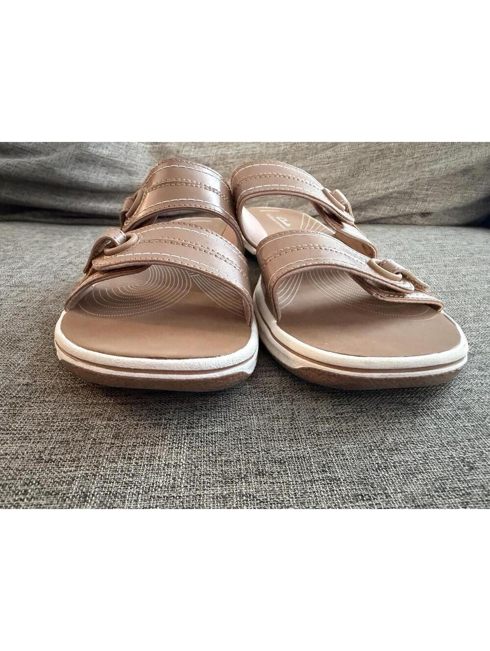 Clarks Women Cloudsteppers Breeze Maye Beige Slip On Sandals Womens Size 9 - Picture 3 of 12